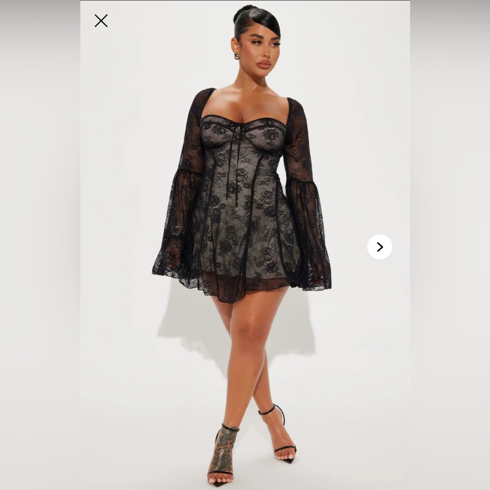 Fashion Nova Black Lace Mini Dress